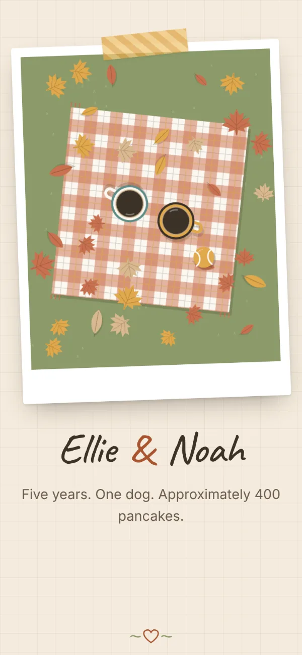 Paper look: the opening screen of a page for Ellie, from Noah